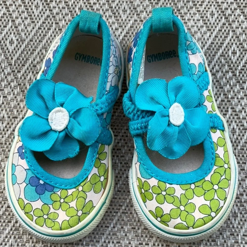 Gymboree little girl floral shoes size 4 (12- 1 8M)
